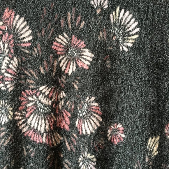 Whimsygoth Mock Neck Jersey Knit Swing Abstract Floral Mini Dress - Picture 9 of 15